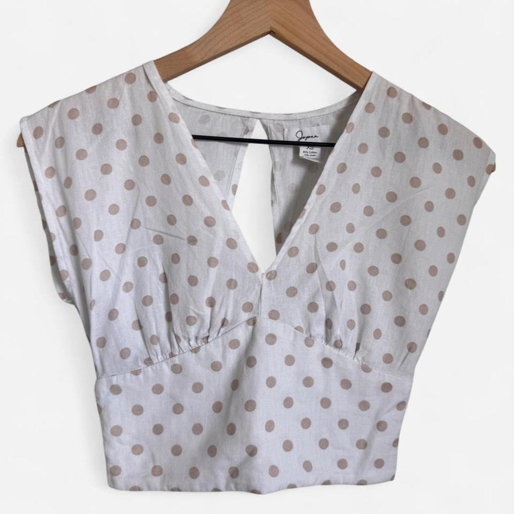 Retro Polka Dot Festival Dream Cropped Ruffle Blouse